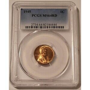 1945 Lincoln Wheat Cent MS64 RED PCGS